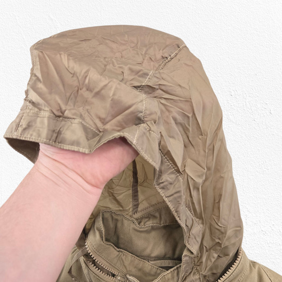Levi’s Khaki Cotton Utility Field Jacket Hidden Hood Safari Style Size Medium - Picture 13 of 14